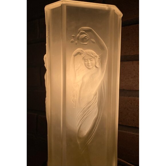 Vintage Tiffin #16265 Art Deco Nude Lady Dancing Glass Torchiere Lamp with Embos - Picture 6 of 8